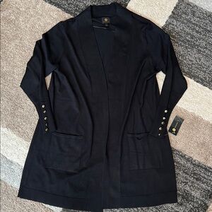 JM Collection open front cardigan, black, size 1X NWT!